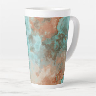 Tasse Latte Marbre turquoise et rouille Abstrait