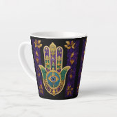 Tasse Latte Mardi Gras Gold violet vert Hamsas Art (Angle gauche)