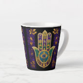 Tasse Latte Mardi Gras Gold violet vert Hamsas Art (Angle droit)