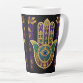 Tasse Latte Mardi Gras Gold violet vert Hamsas Art (Angle droit)