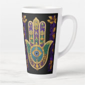 Tasse Latte Mardi Gras Gold violet vert Hamsas Art (Droite)