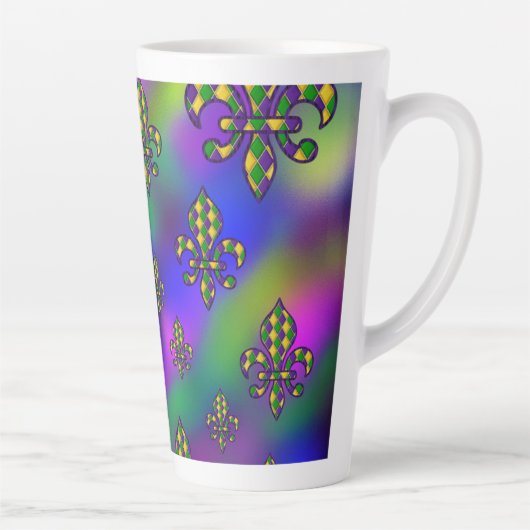 Tasse Latte Mardi Gras Motif (Droite)