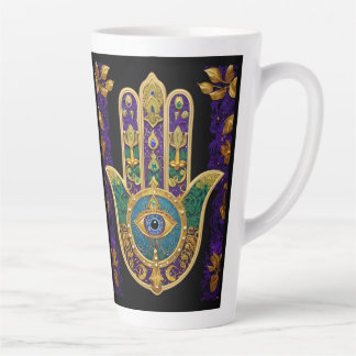 Tasse Latte Mardi Gras Or Violet Vert Hamsas Art