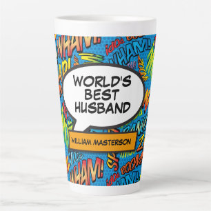 Tasse Latte Mari Amusant Couleur Froide Bande Dessinée Typogra