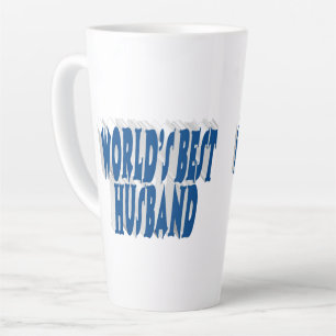 Tasse Latte Mari avec texte bleu mer
