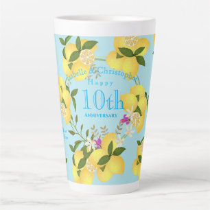 Tasse Latte Mariage Anniversaire Blue Lemon Squeeze