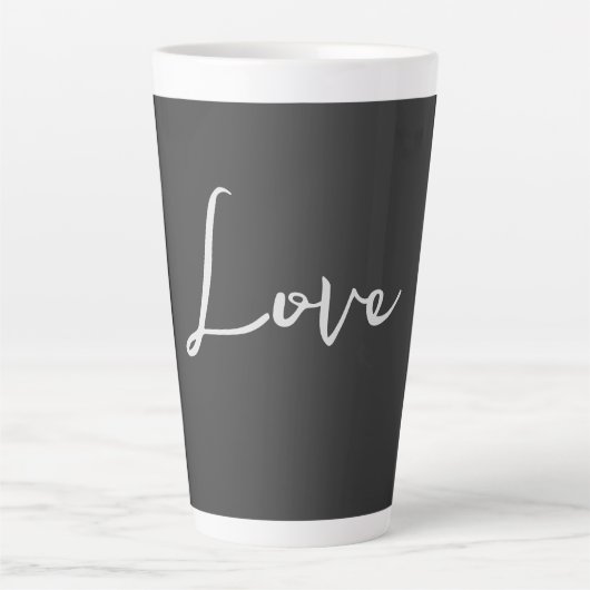 Tasse Latte Mariage d'amour Arrière - plan gris élégant (Devant)