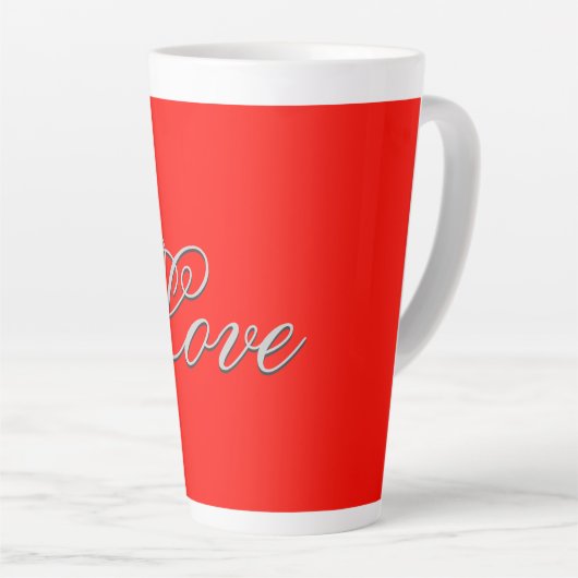 Tasse Latte Mariage d'amour rouge sophistiqué (Angle droit)