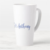 Tasse Latte Mariage Élégant Créatif Classique Bleu Blanc (Angle droit)