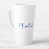 Tasse Latte Mariage Élégant Créatif Classique Bleu Blanc (Angle gauche)