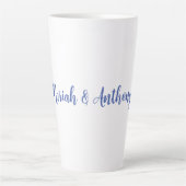 Tasse Latte Mariage Élégant Créatif Classique Bleu Blanc (Devant)