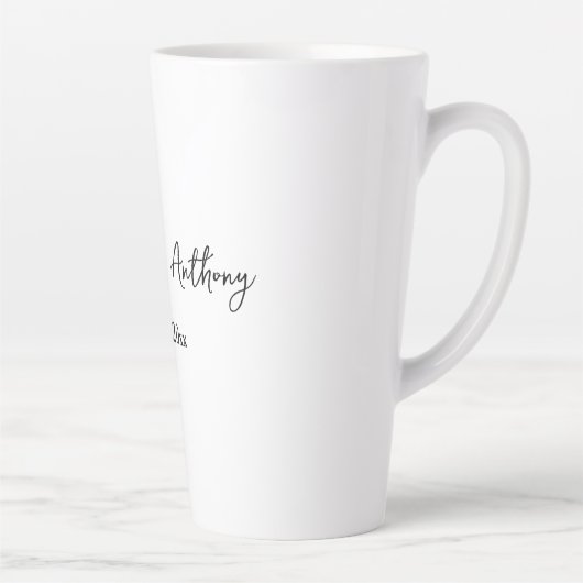 Tasse Latte Mariage Élégant Script Creative Black White (Droite)