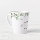 Tasse Latte Mariage Eucalyptus Script Personnalisé (Angle gauche)