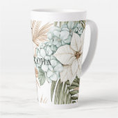 Tasse Latte Mariage Fleurs Blanches Bleu Tropical (Angle droit)