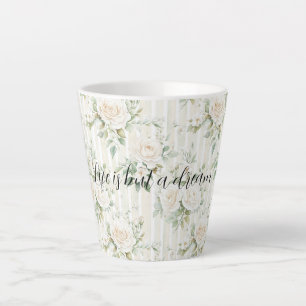 Tasse Latte Mariage Fleurs de roses crème romantiques Fête de 