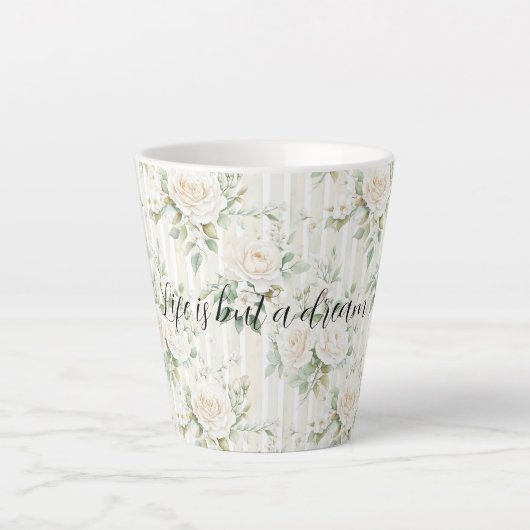 Tasse Latte Mariage Fleurs de roses crème romantiques Fête de (Devant)