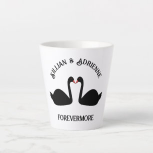 Tasse Latte Mariage gothique Baiser Black Swans Personnalisé