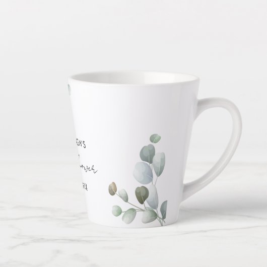 Tasse Latte Mariage personnalisé écriture Eucalyptus (Droite)