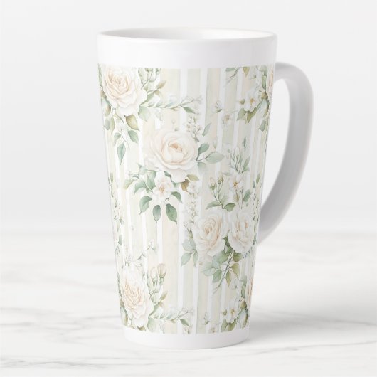 Tasse Latte Mariage romantique à fleurs blanches (Angle droit)