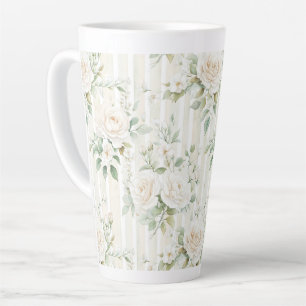 Tasse Latte Mariage romantique à fleurs blanches
