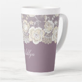 Tasse Latte Mariage Romantique Orchidée Fleur Violette (Angle droit)