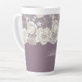 Tasse Latte Mariage Romantique Orchidée Fleurie Réception de M (Angle gauche)