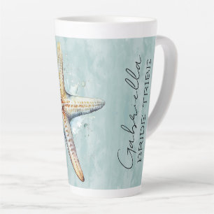 Tasse Latte Mariage sur le thème de la plage 
