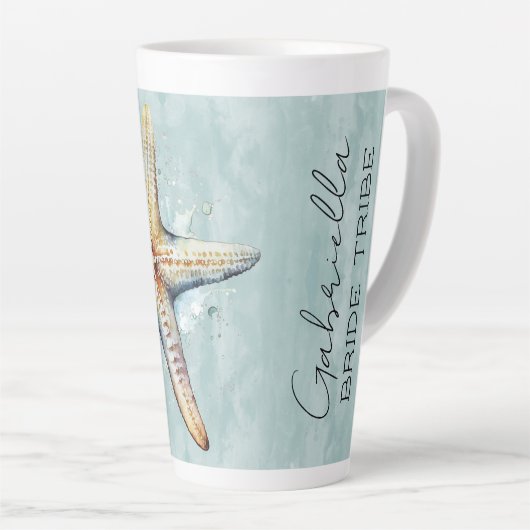 Tasse Latte Mariage sur le thème de la plage (Angle droit)