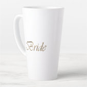 Tasse Latte Mariée, écriture or élégant chic blanc (Angle gauche)