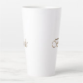 Tasse Latte Mariée, écriture or élégant chic blanc (Devant)