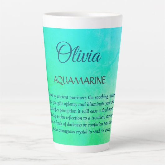 Tasse Latte Mars Birthstone Aquamarine design (Devant)