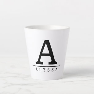 Tasse Latte Masse en latte monogramme avec nom personnalisé i