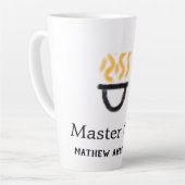 Tasse Latte Master chef add name black pan yellow fire fume co (Angle gauche)