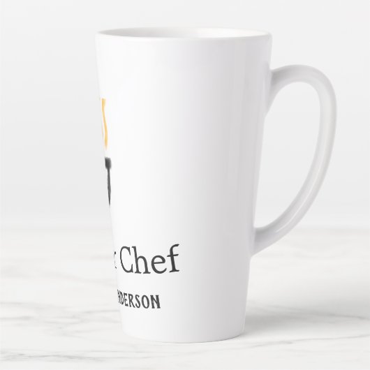 Tasse Latte Master chef add name black pan yellow fire fume co (Droite)