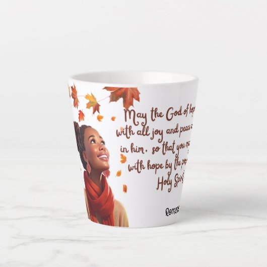 Tasse Latte Matins d'automne remplis de foi (Devant)