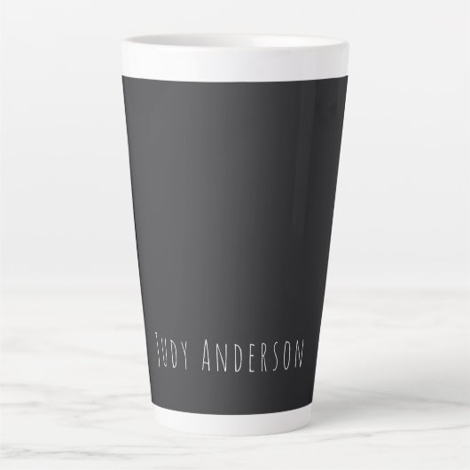 Tasse Latte Matte Black Professional Plain Moderne Nom élégant (Devant)