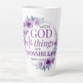 Tasse Latte Matthew 19:26 Possible with God Purple Floral (Devant)