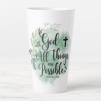 Tasse Latte Matthieu 19:26 Avec Dieu toutes choses Feuille pos