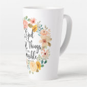 Tasse Latte Matthieu 19:26 Possible avec Dieu Écriture Florale (Angle droit)