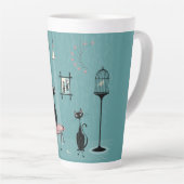 Tasse Latte Mauvais Milieu du Siècle / Chat à main rouge II B (Angle droit)