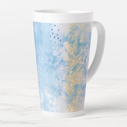 Tasse Latte Média mixte Abstrait bleu turquoise jaune (Angle droit)