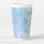 Tasse Latte Média mixte Abstrait bleu turquoise jaune (Devant)