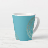 Tasse Latte Méditation Yoga Instructeur Vert Bleu Or Mandala (Angle droit)