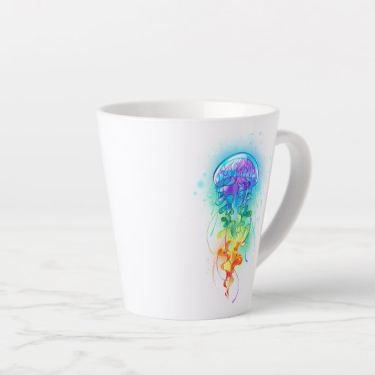 Tasse Latte Méduse arc-en-ciel (Angle droit)