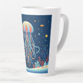 Tasse Latte méduse marine/plage/côtière (Angle droit)