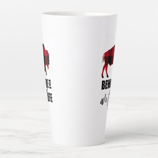 Tasse Latte Méfiez-vous du bison sauvage Plaid ID669 (Devant)
