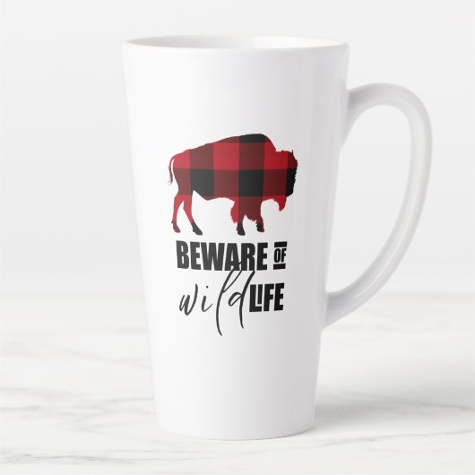 Tasse Latte Méfiez-vous du bison sauvage Plaid ID669 (Droite)