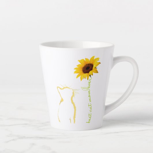 Tasse Latte Meilleur Chat Maman Ever Sunflower Chat Maman Noël (Droite)