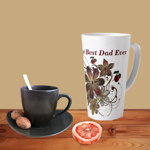 Tasse Latte Meilleur DAD Jamais Rouge Floral Fête des pères br