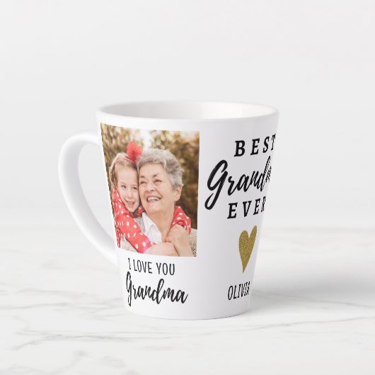 Tasse Latte Meilleur Grand-Mère Jamais Grand-Enfant Vous Aime (Angle gauche)